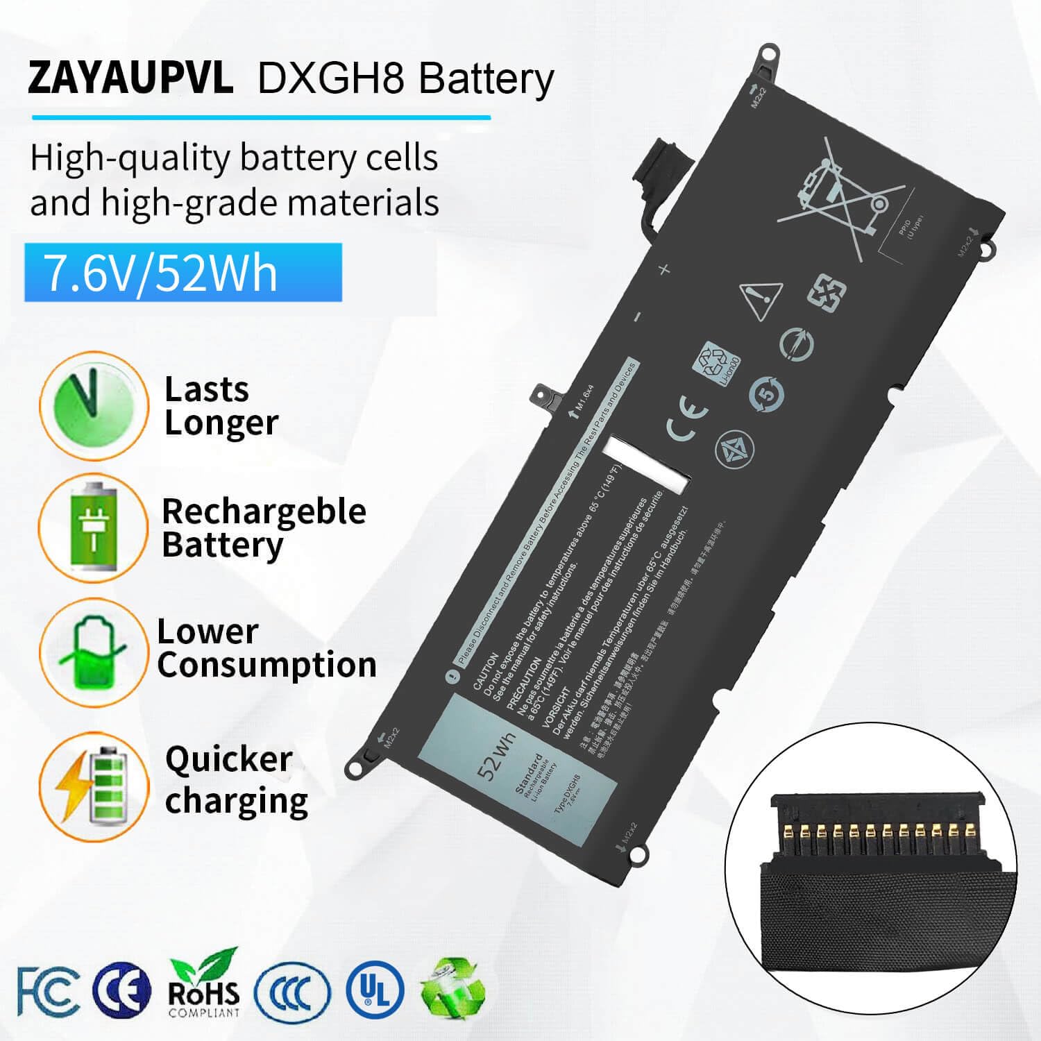 DXGH8 バッテリー互換 Amazon.com: MAFACBAC DXGH8 7.6V 52Wh Laptop Battery