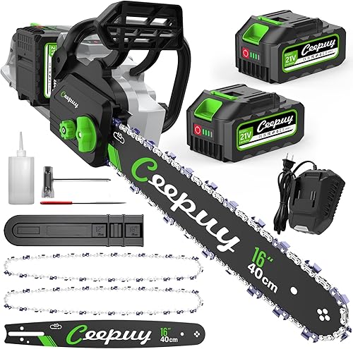 Miniatura 10 de Mini Motosierra Inalámbrica de 6 Pulgadas, Motosierra Eléctrica Portátil con Engrasador Automático/Bloqueo de Seguridad/Funciona con Batería