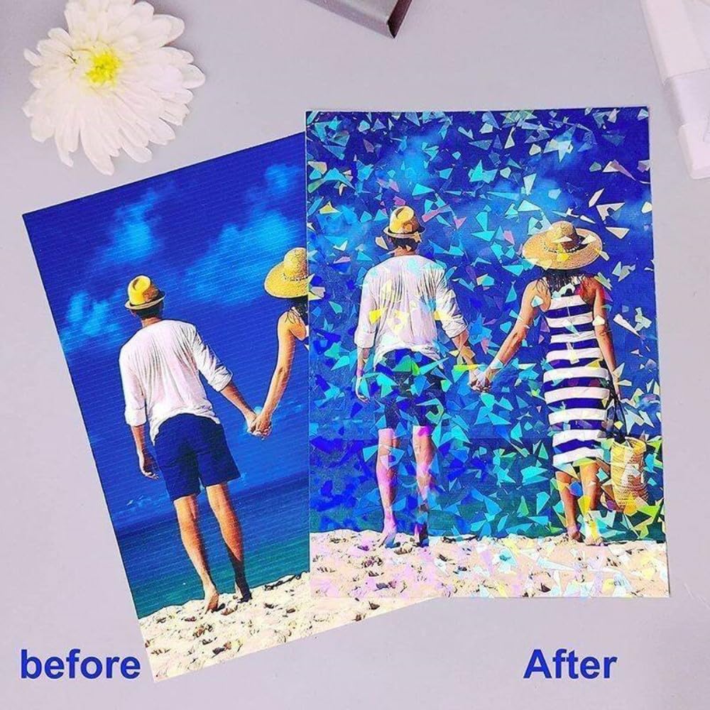 24 Fogli Adesivi Olografici FTXanty A4 - Vinile Trasparente, 4 Stili, Per Scrapbooking Fai Da Te - Foto 7