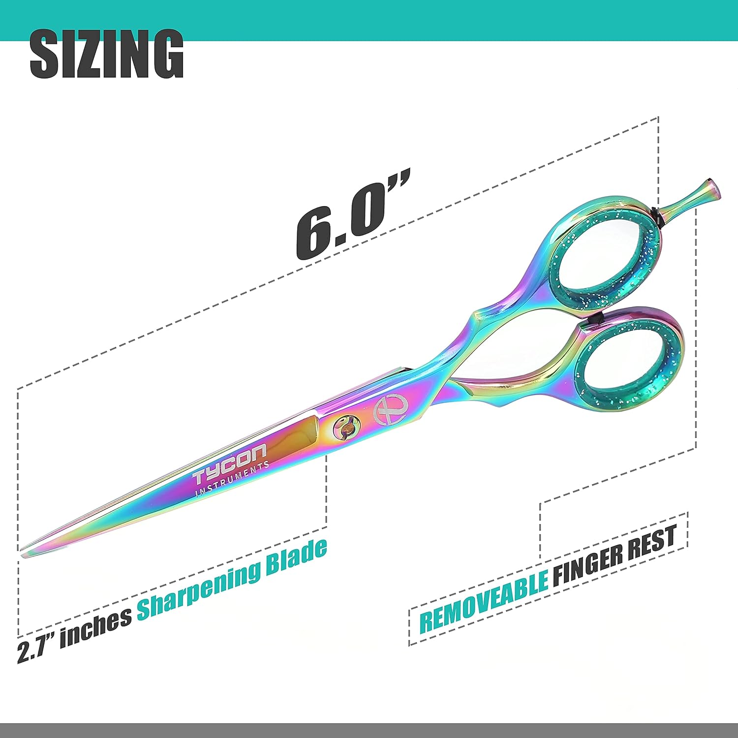 Tycon Instruments Hair Scissors - Hair Cutting Scissors Professional - Attractive 6.0 Inch Razor Edge Blade Professional Hair scissors - Premium Hair Shears for Women and Men,Rainbow : Beauty & Personal Care
