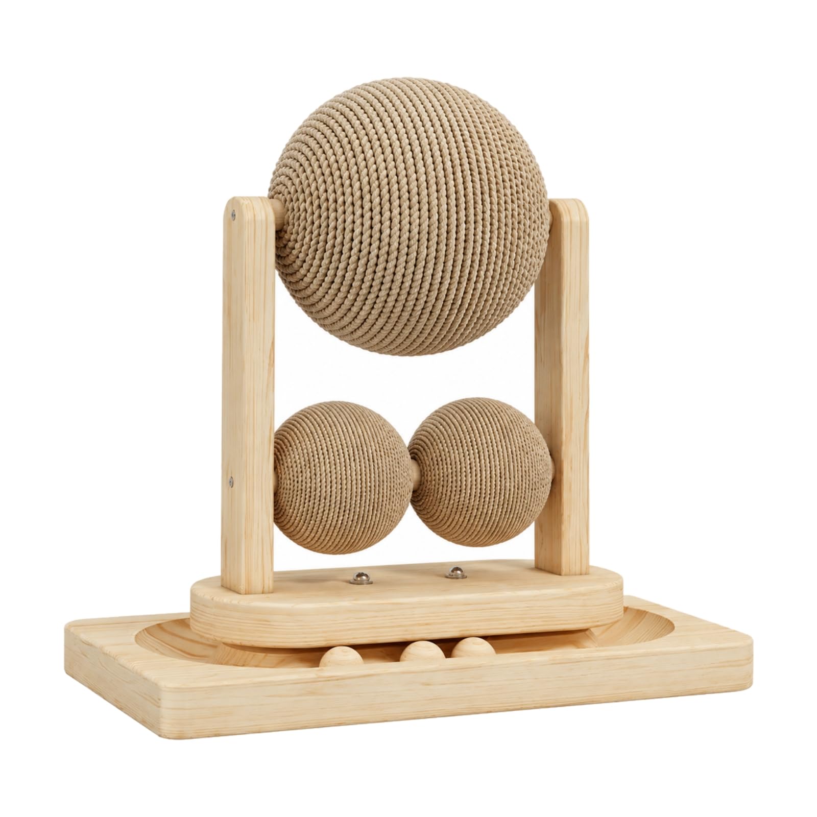 Rascador Madera con Base Giratoria Rascador Pie con Estructura Abierta Resistente Esfera Sisal para Interior, Sala, Pequeño
