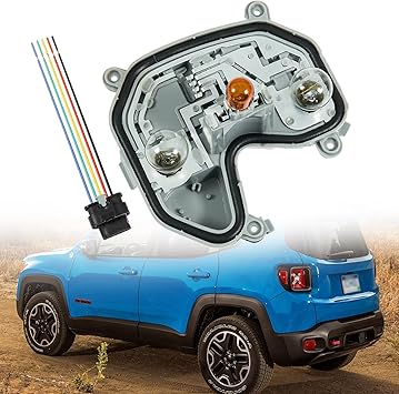 Left Driver Side Rear Tail Light Lamp Holder Bracket with Harness Compatible with Jeep Renegade 2015 2016 2017 2018 2019 2020 2021 2022 2023 Rear Tail Lamp Housing Replace # 68270892AA