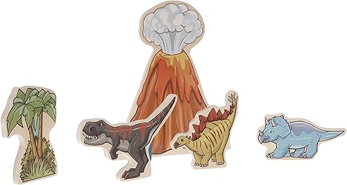Wild Republic, Woodkins Dino - Juego de madera de dinosaurio, regalo para niños, ideal para juegos innovadores, respetuoso con el medio ambiente,