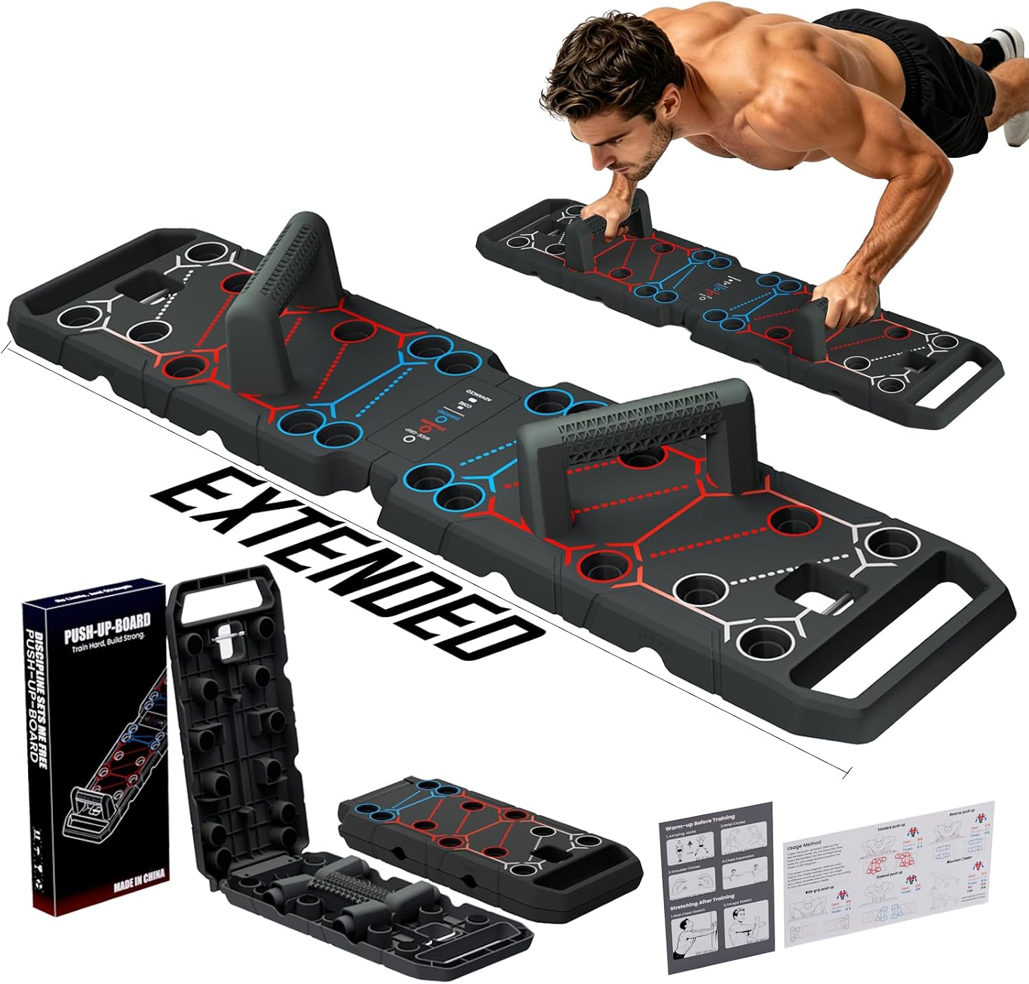 Extended Push Up Board, Foldable Portable 25 in1 PushUp Board