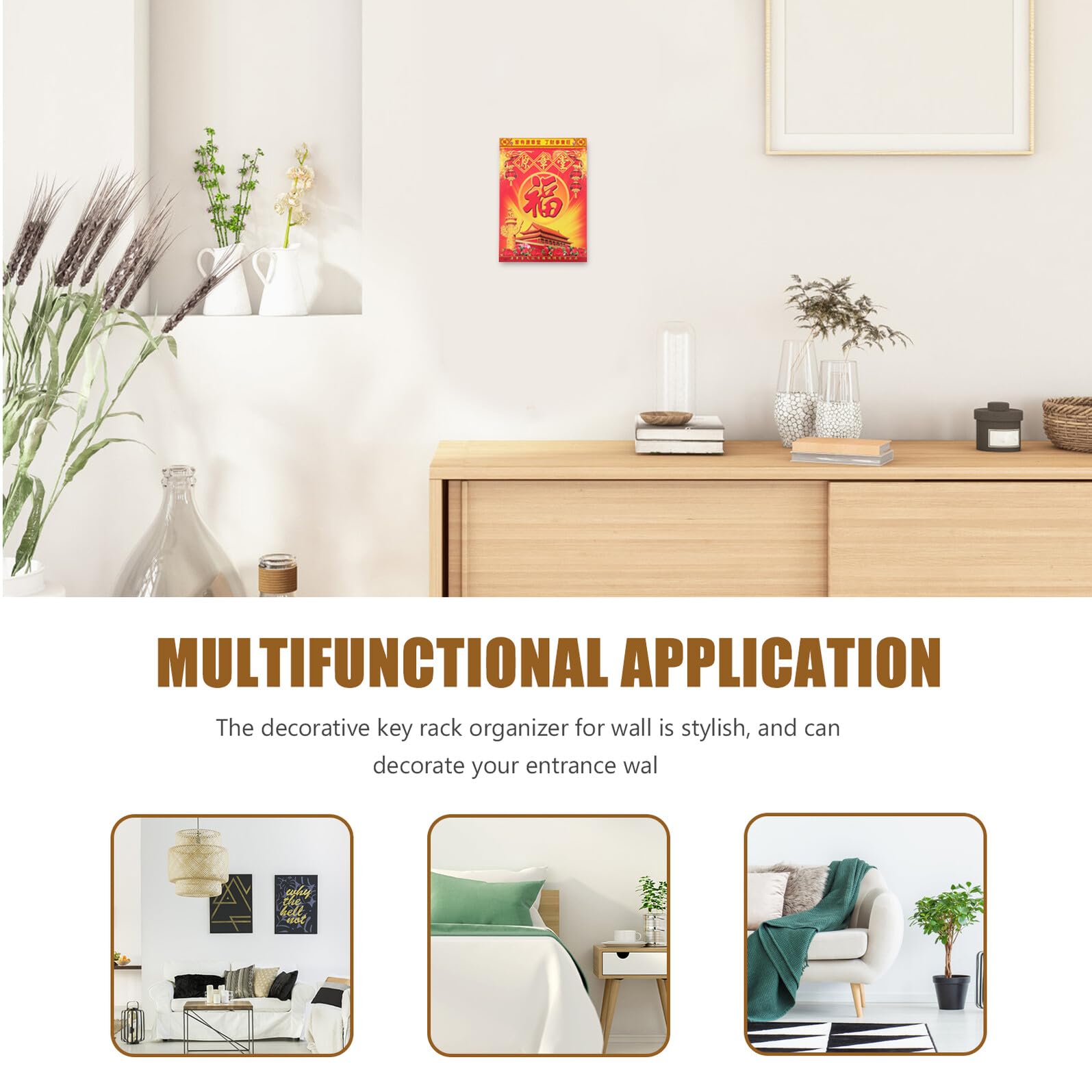 Portachiavi da Muro in Legno Porta Posta, Ganci per Chiavi, Design Vintage, Salvaspazio per Ingresso e Arredamento Casa