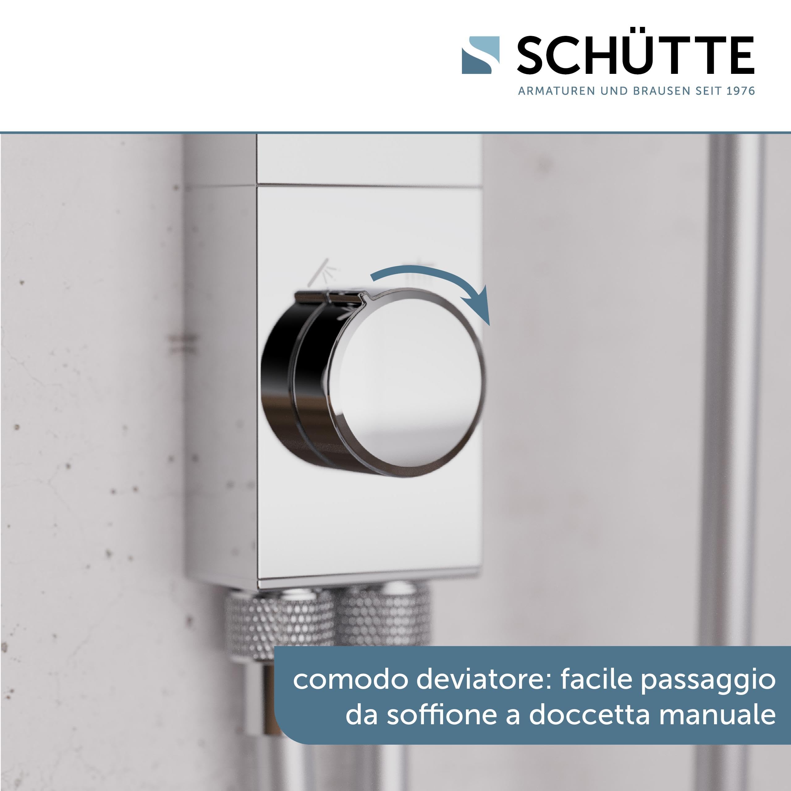SCHÜTTE 60685 LA PALMA - Sistema doccia con doccia a pioggia e colonna doccia, 36 x 24 cm, in acciaio inox, set doccia senza rubinetto, asta doccia con doccetta e doccetta, cromato