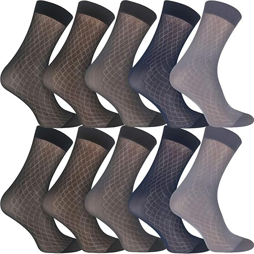 Uaussi 10 pares de calcetines de vestir ultrafinos para hombre, calcetines de negocios de seda transparente, pantalones de trabajo de nailon suave,