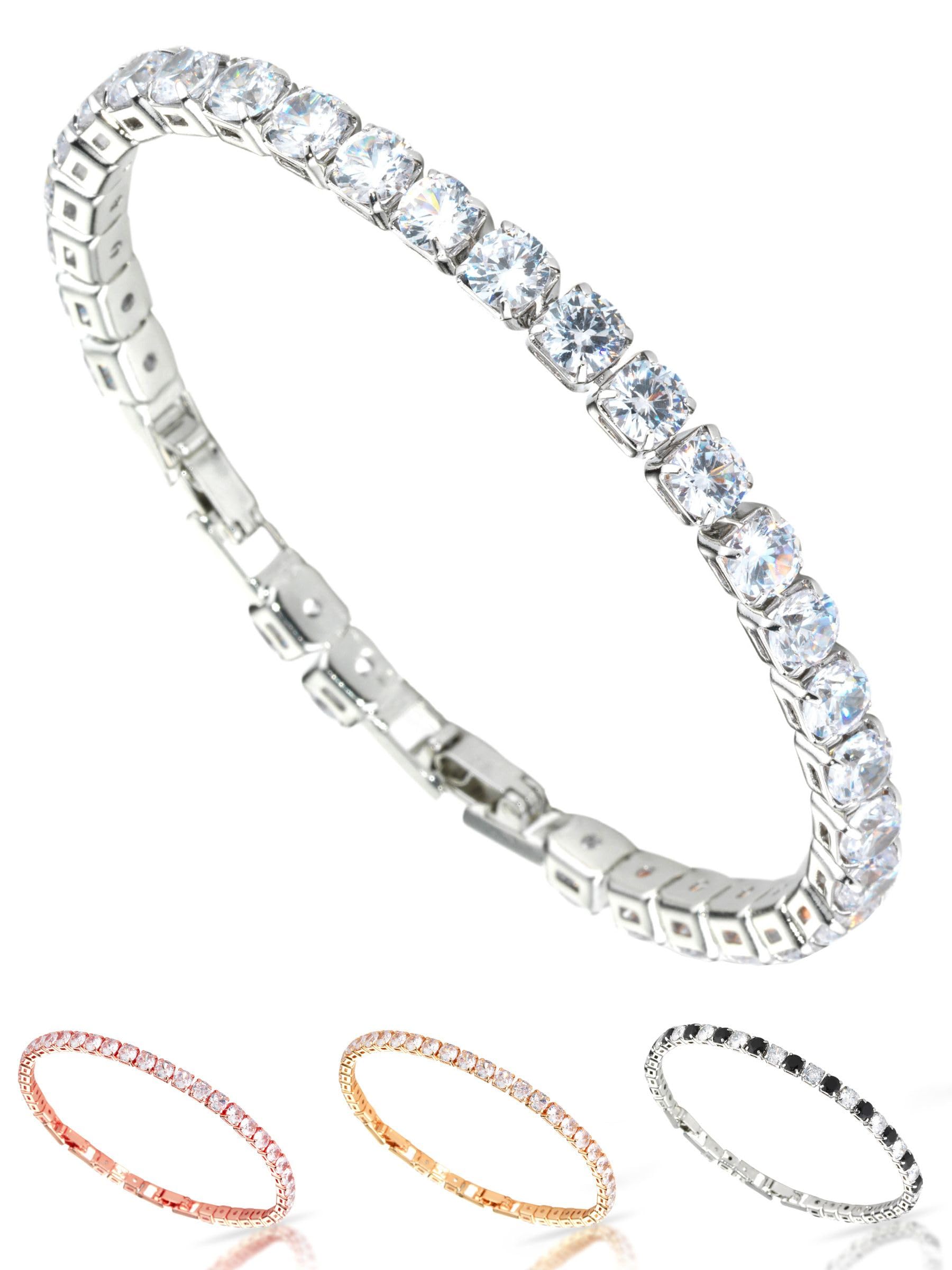 inSCINTILLE Bracciale Tennis Donna Uomo con Zirconi, Regolabile 18-20 cm, Confezione Regalo Inclusa, Braccialetto Tennis Fine o Spesso