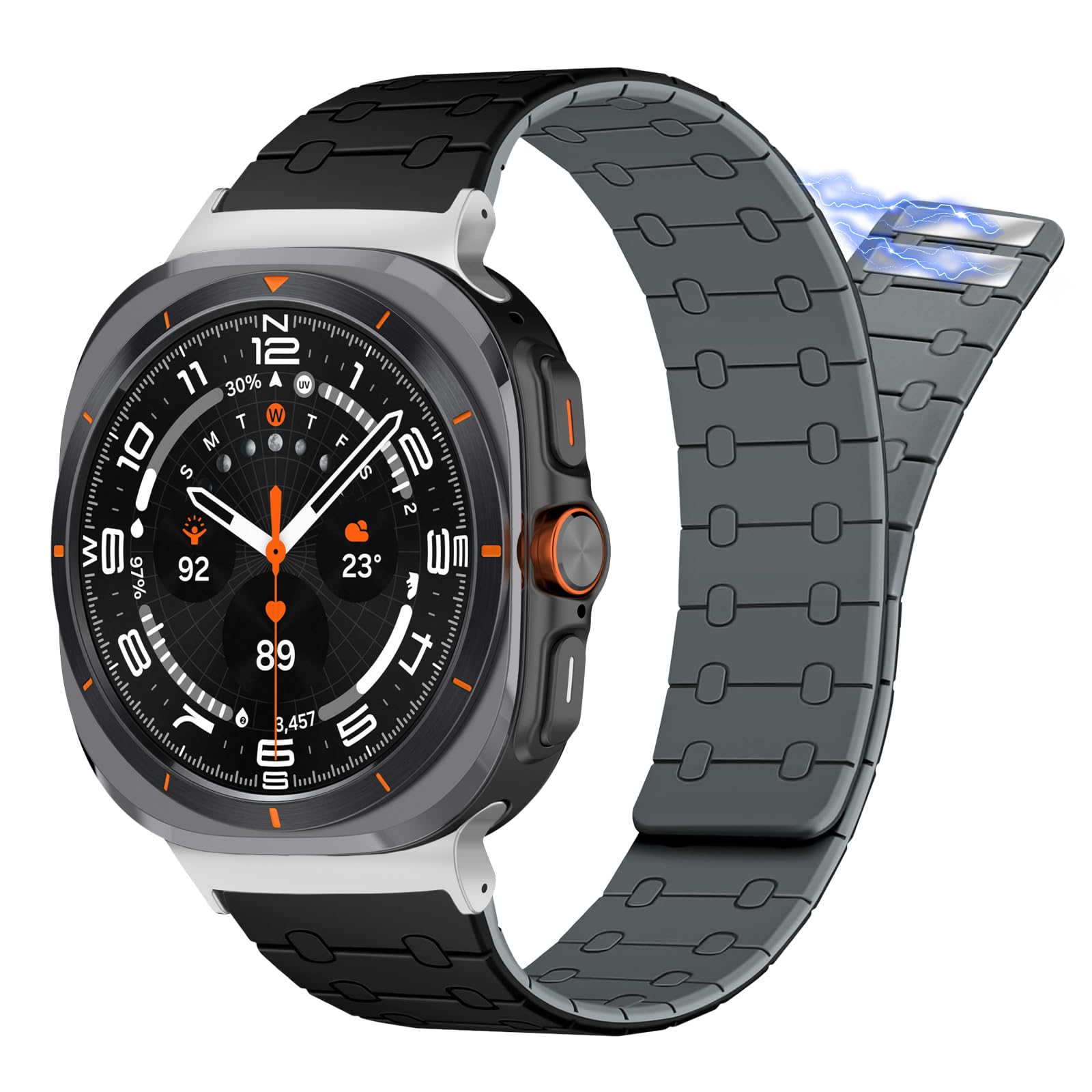 EasEasy Compatible for Samsung Galaxy Watch Ultra Watch Band, Strong Magnetic Soft Silicone Galaxy Watch 7 Ultra Band 47mm for Men Women Adjustable