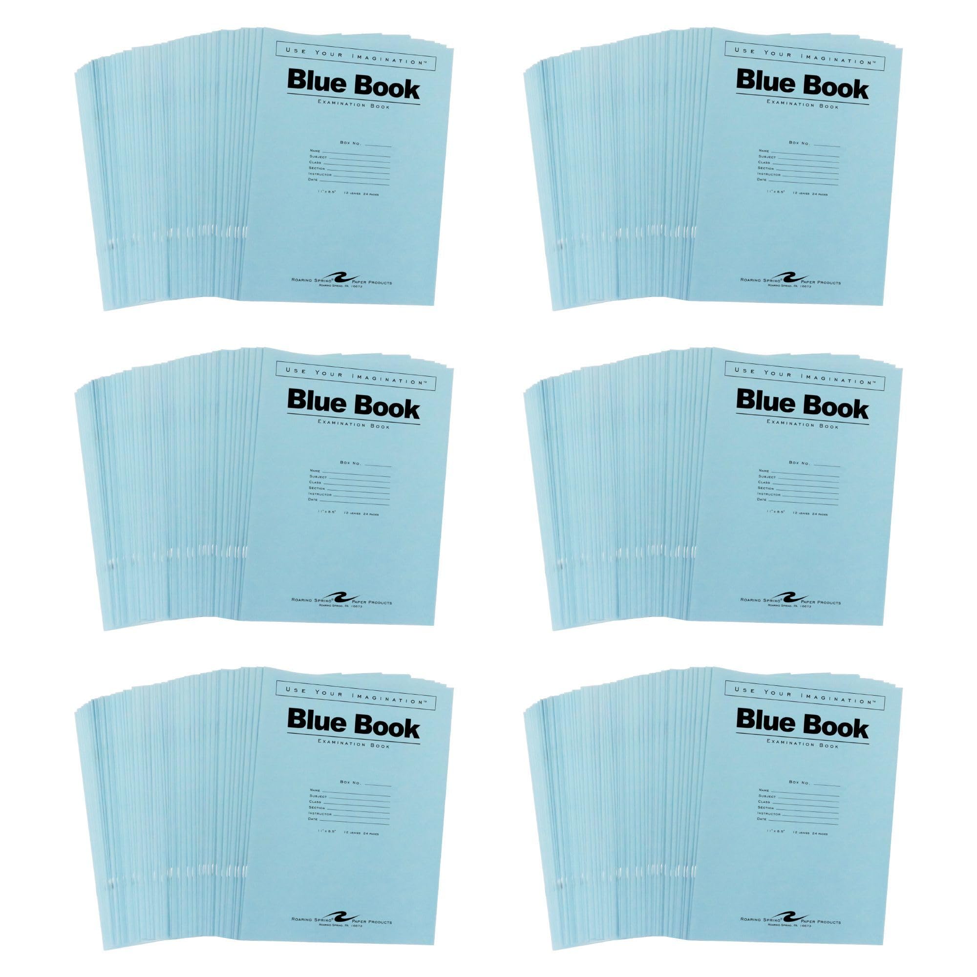 100 Pack Exam Blue Books - 8.5 X 11, 16 Pages Each, Wide Ruled Saddle Stitched Test Books For School, Home & Office