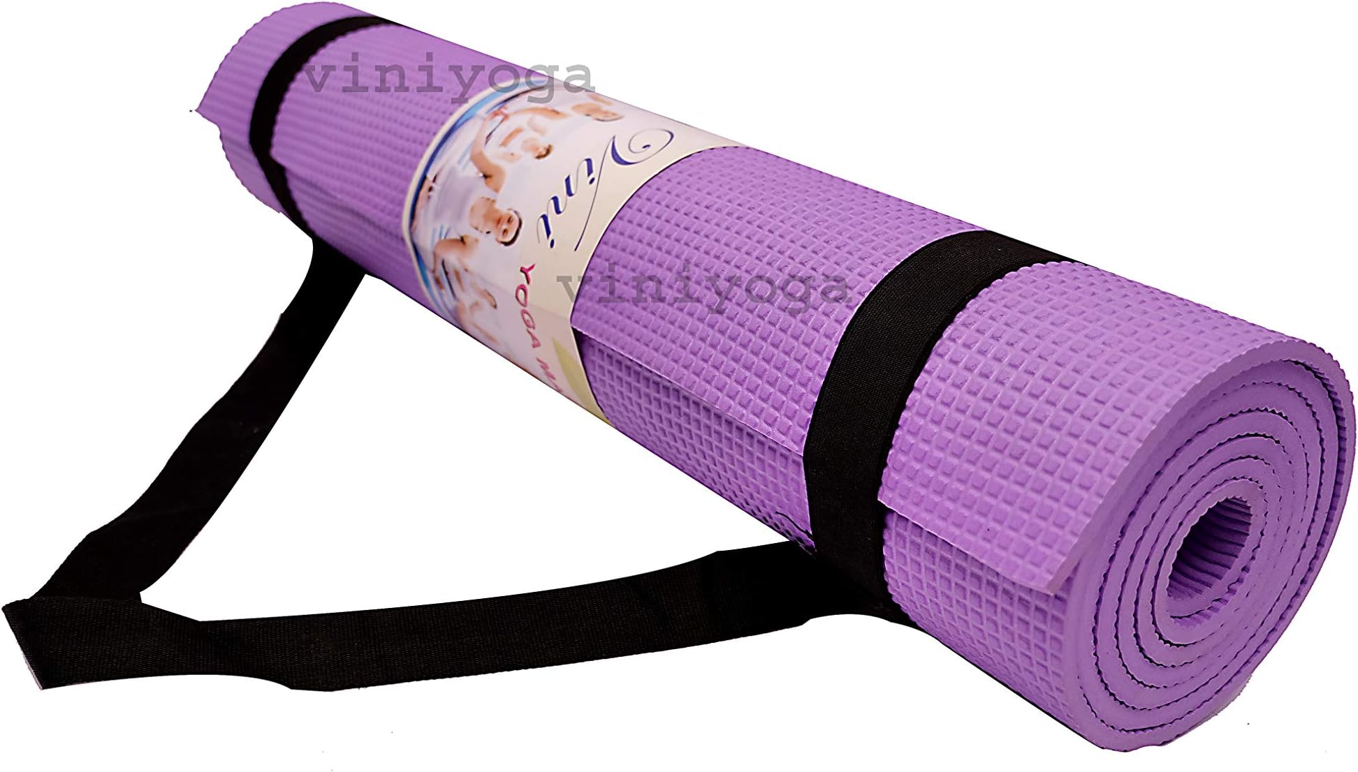 Viniyoga Mat 7mm PVC Free, EVA Yoga Mat for Gym Workout, Flooring Exercise with Carry Strap for Men Women (Violet)