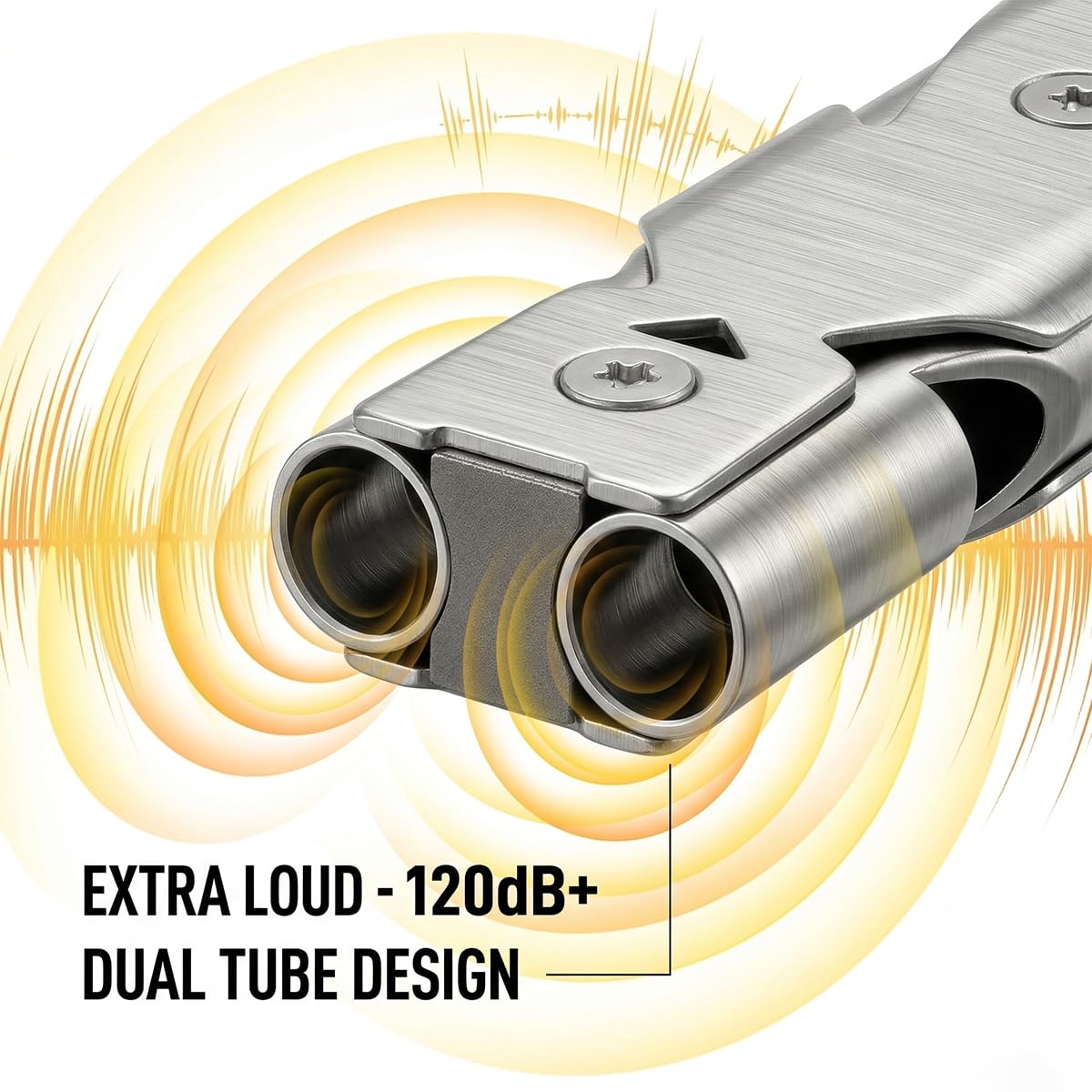 Notpfeife Aus Edelstahl Hochfrequenz Doppelrohr 80–150 dB Silber Und Gunmetal Für Outdoor, Notfall, Sport Und Signalgebung 2 Stück