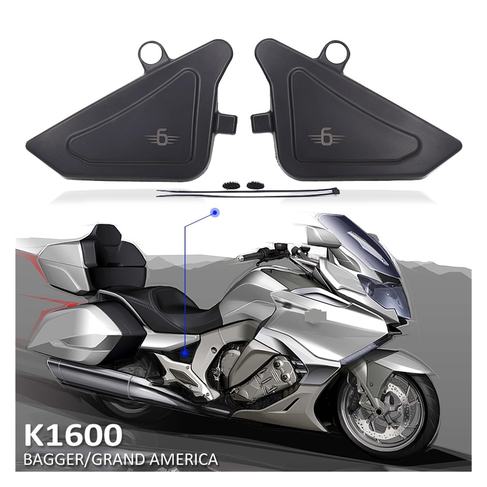 Panneaux latéraux de Cadre de Moto K1600B, Couvercle de carénage, plaques en Plastique, Garniture de réservoir Compatible avec K1600 B/Grand America 2018 2019 2020 21