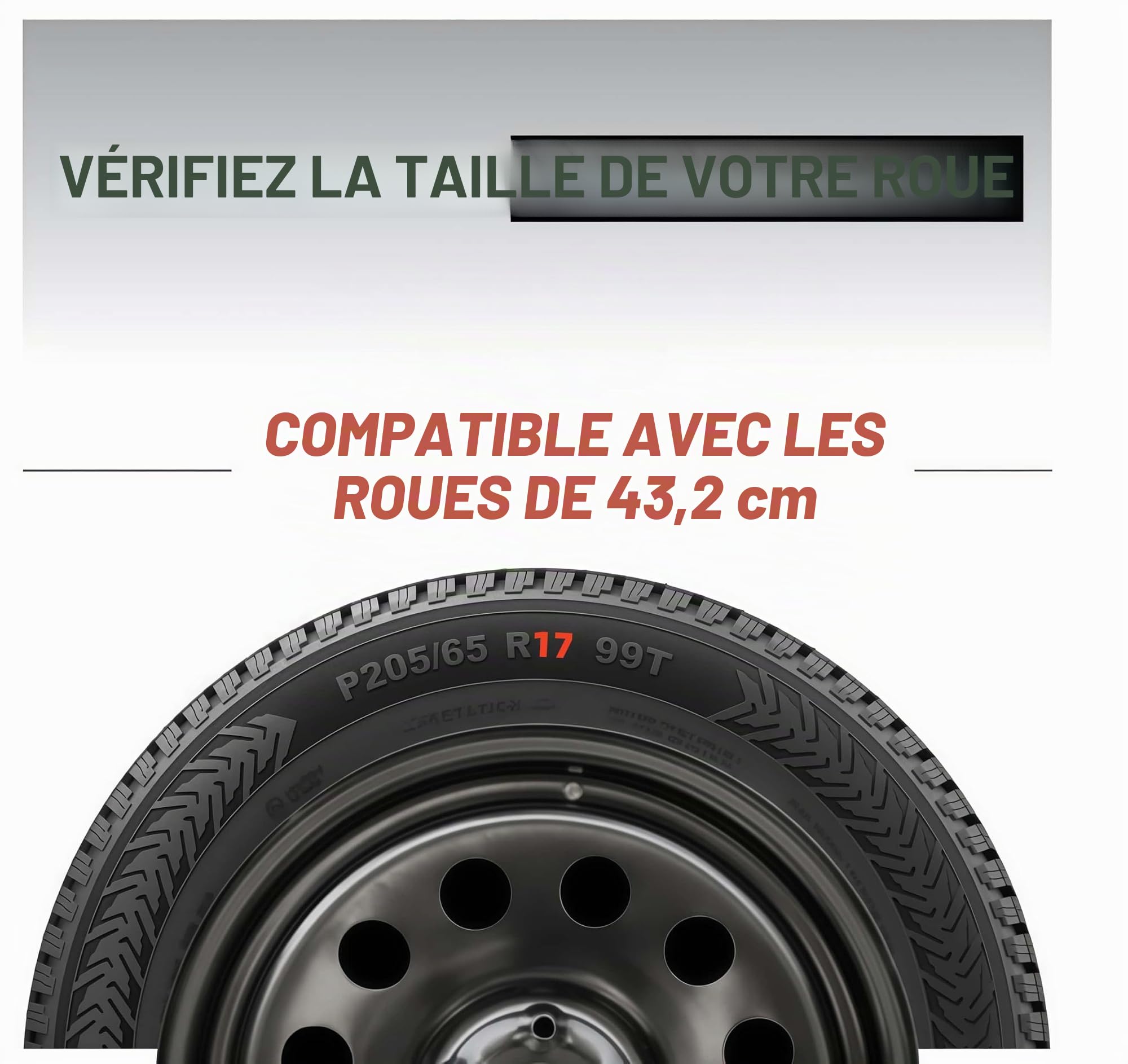 Lot de 4 enjoliveurs universels compatibles avec jantes en acier, design Snap-On (noir, 17")