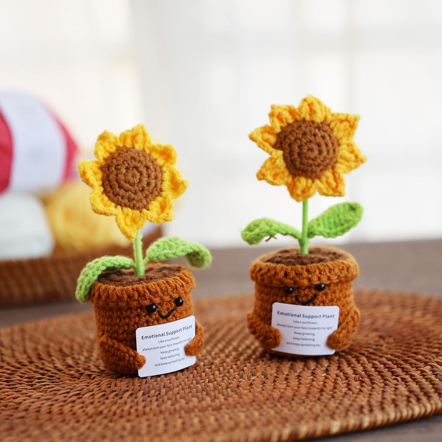 Inspirational Gifts for Women, Positive Crochet Animals, Emotional Support Home Decor Knitting Flower, Handmade Crochet Sunflower Motivational Gifts for Women - Image 7