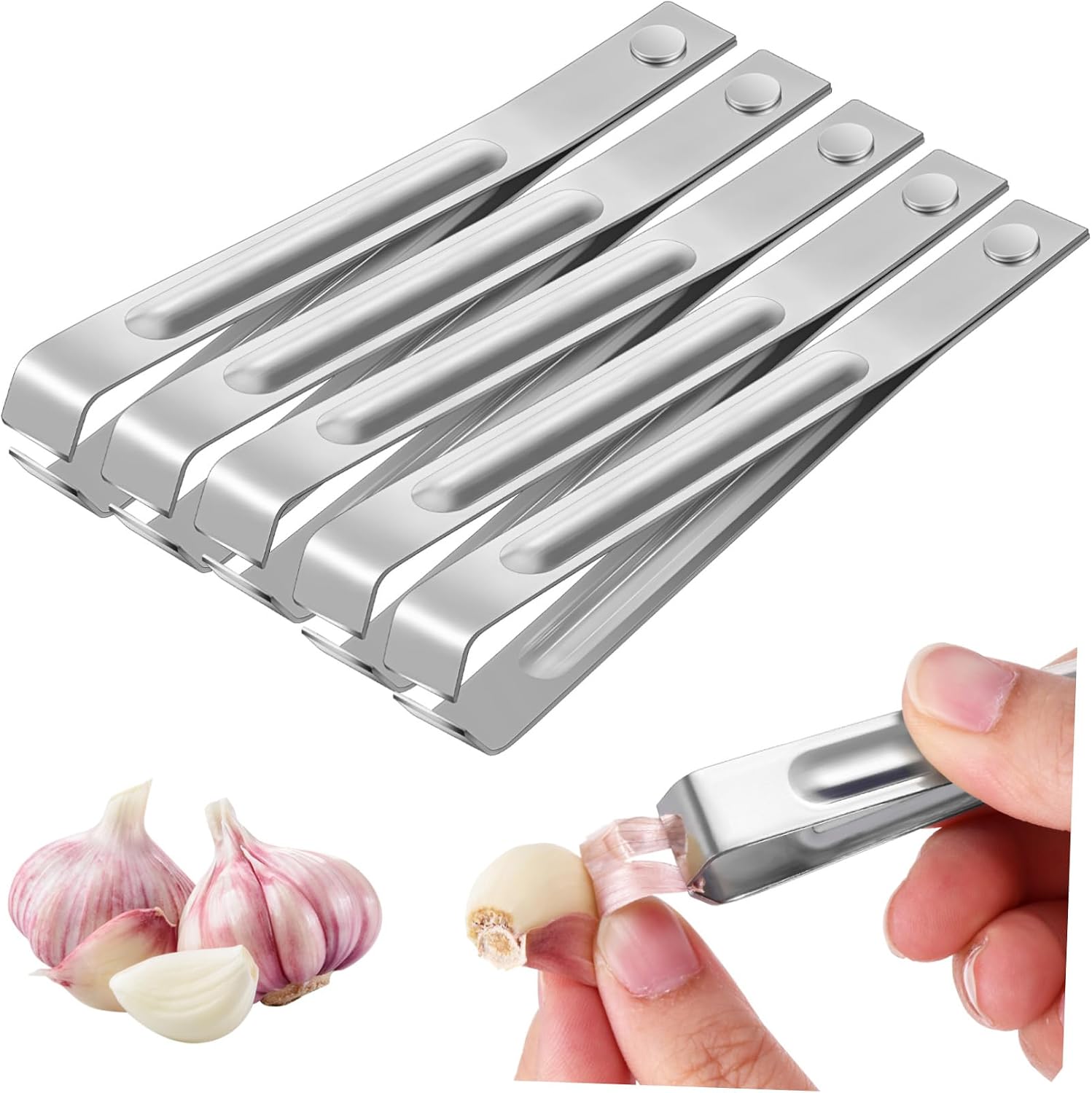 6pcs Stainless Steel Garlic Peeling Tweezers Kitchen Tool for Easy and Efficient Garlic Skin Removal Safe to Use and Design for Home and Restaurant Chefs