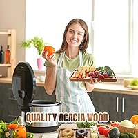 Vista 6 de 1 bandeja rectangular de madera de acacia maciza de 13 x 9 pulgadas, tablero de madera natural para bar, fiesta de café