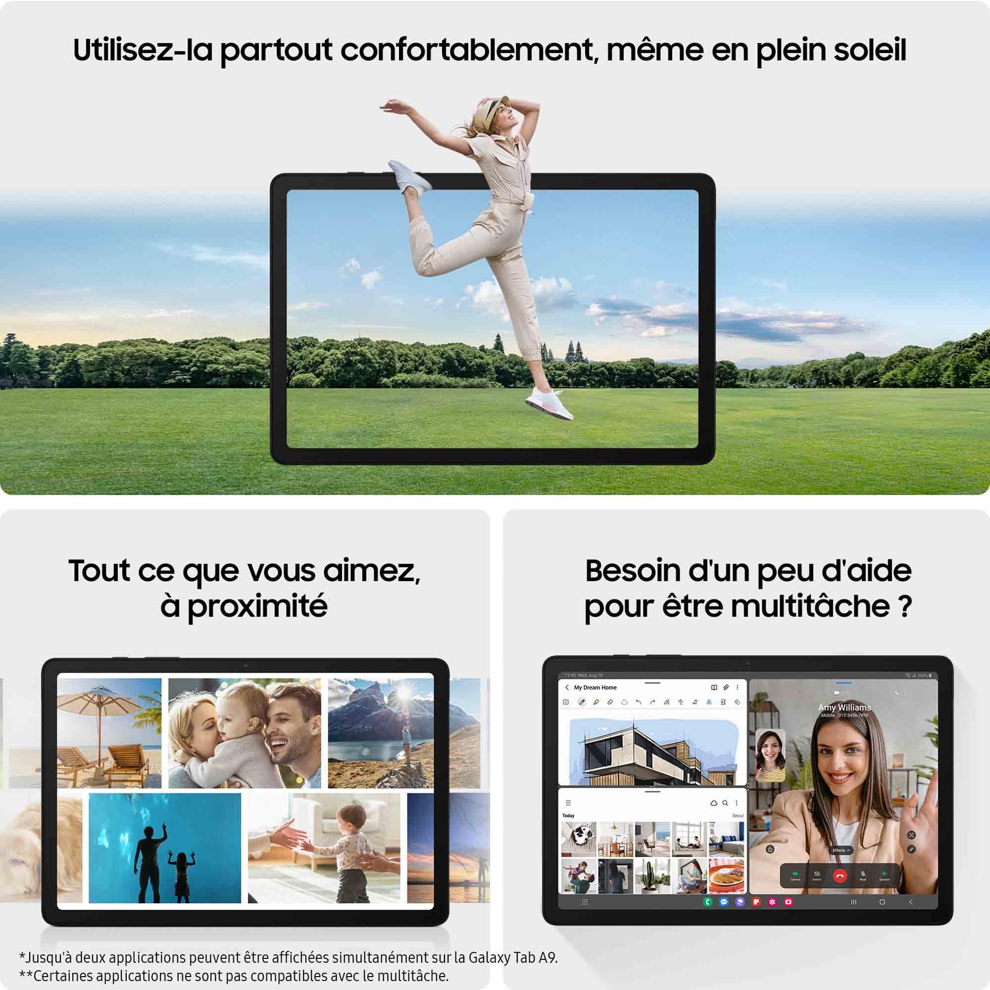 Samsung Galaxy Tab A9 Tablette Android, 64 Go de Stockage, Grand écran de 8.7", Wifi, Son riche, Anthracite, avec Chargeur secteur rapide 25W inclus (version FR)