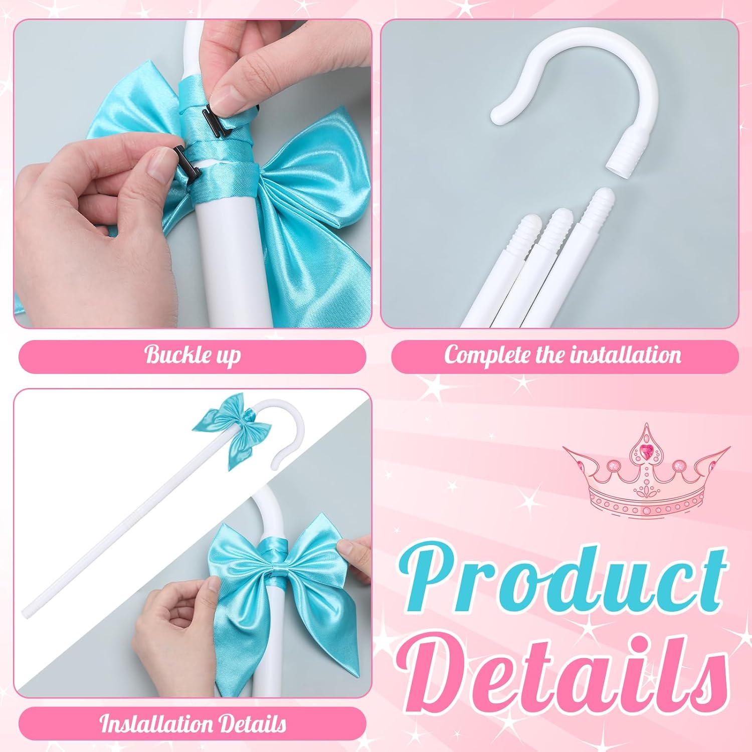 4 Pcs Shepherdess Costume Set for Women, Shepherdess Costume Pink Polka Dot Skirt Bow Cane Headband Suit Halloween Cosplay Outfit for Women