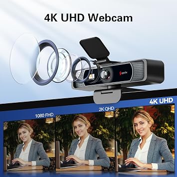 Angetube Wide Angle 4K Webcam for PC, 120 FOV Video Conference Web Camera | PDAF Autofocus, 2 Noise-Cancelling Mics, 1080P@60FPS, Auto Light Correction, USB-A/C, Privacy Cover, for Mac Laptop Desktop