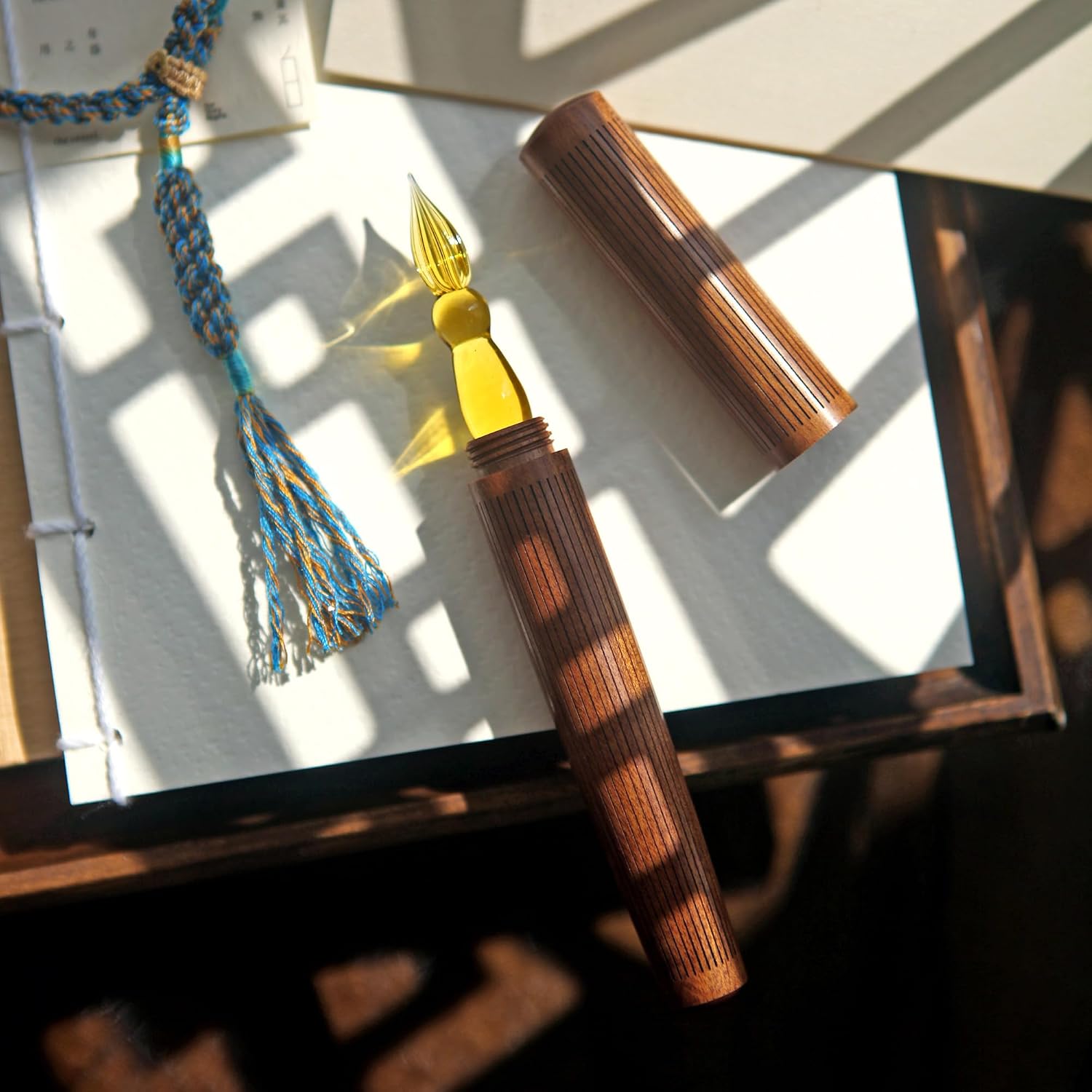 SeventyTwo Handmade Glass Dip Pen with Wood Handle, Calligraphy Writing Pen with Glass Nib (Brown) image 5