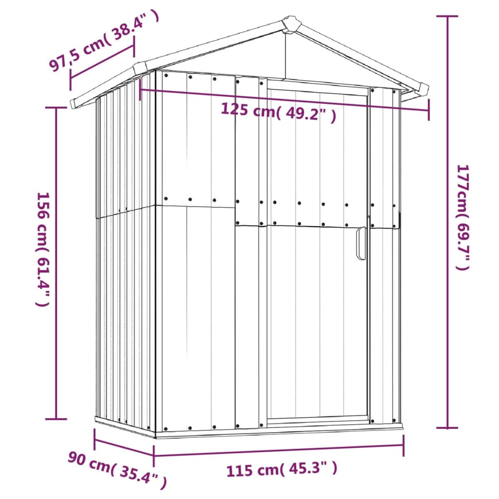 Capanno da Giardino Grigio 126x97,5x177 cm Acciaio Zincato,Capannone da Giardino,Casetta da Giardino,Casetta Attrezzi Giardino(SPU:316234)