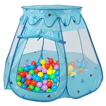 Toyshine Foldable Kids Childrens Ball Pit Indoor Outdoor Pop Up Play Tent House Toy, Blue (Balls NOT Included)