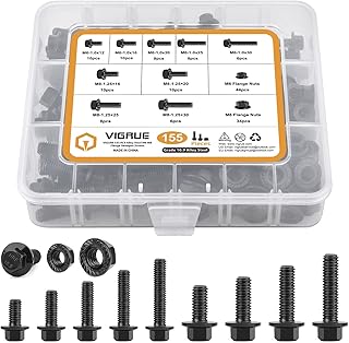 VIGRUE 155PCS M6-1.0 M8-1.25 Flanged Hex Bolt...,