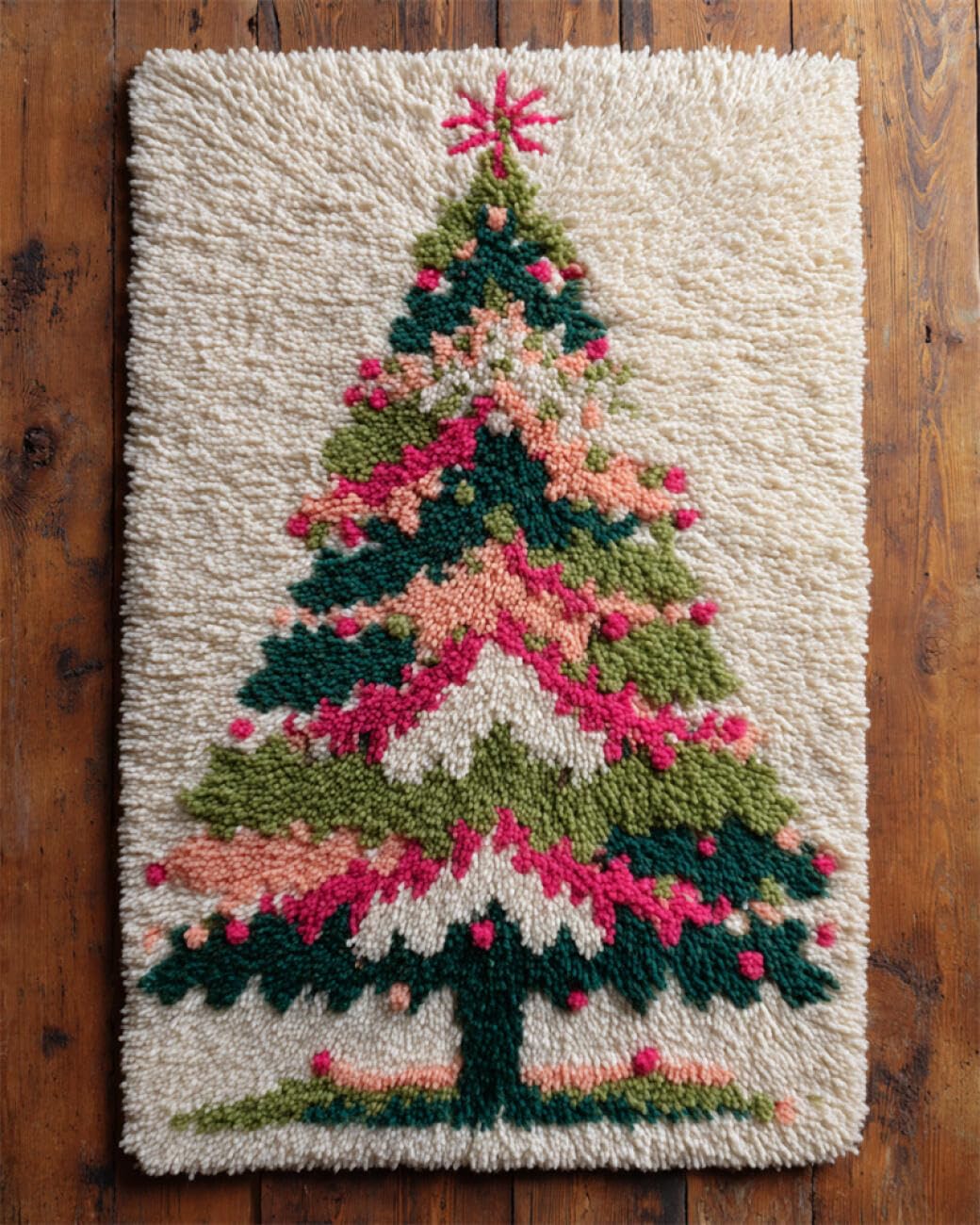 AxiangziK DIY Latch Hook Rugs Kits Colorful Christmas Tree Latch Hook Kits for Beginners，Seniors，3D DIY Enthusiasts Rug Making Set 31x45in