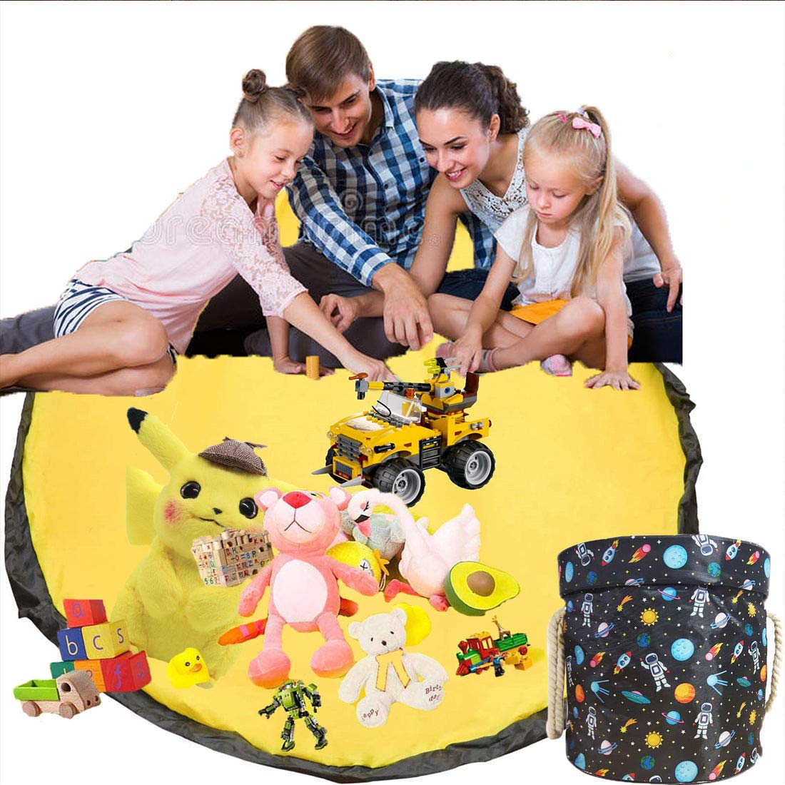 Easy Cleanup Toy Storange Organizer,Large Kids Play Mat and