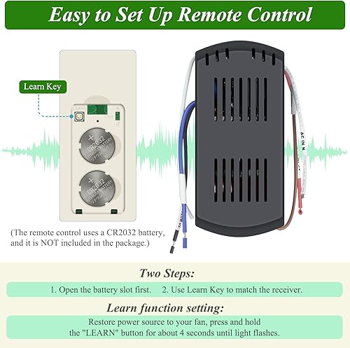 Miniatura 3 de Ventilador de techo inteligente universal con control remoto y atenuador de luz, 3 velocidades con atenuación de 2 a 8 horas, dispositivos