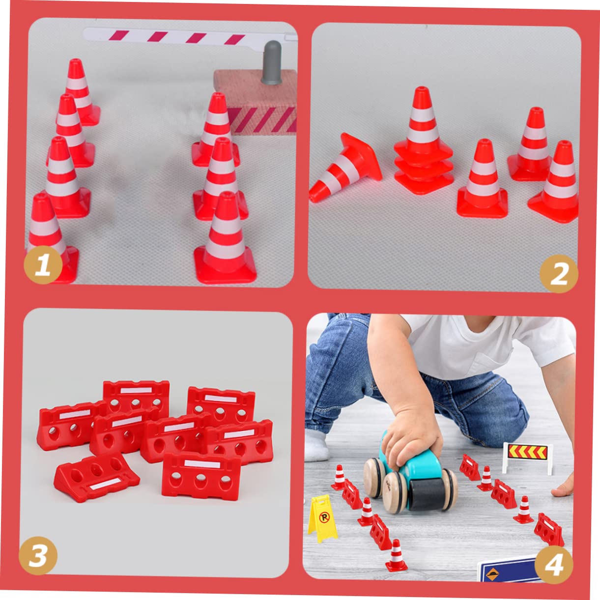 YARNOW 36pcs Mini Construction Barricade Traffic Sign Toy Simulation Road Sign Kids Educational Toys Roadblock Model