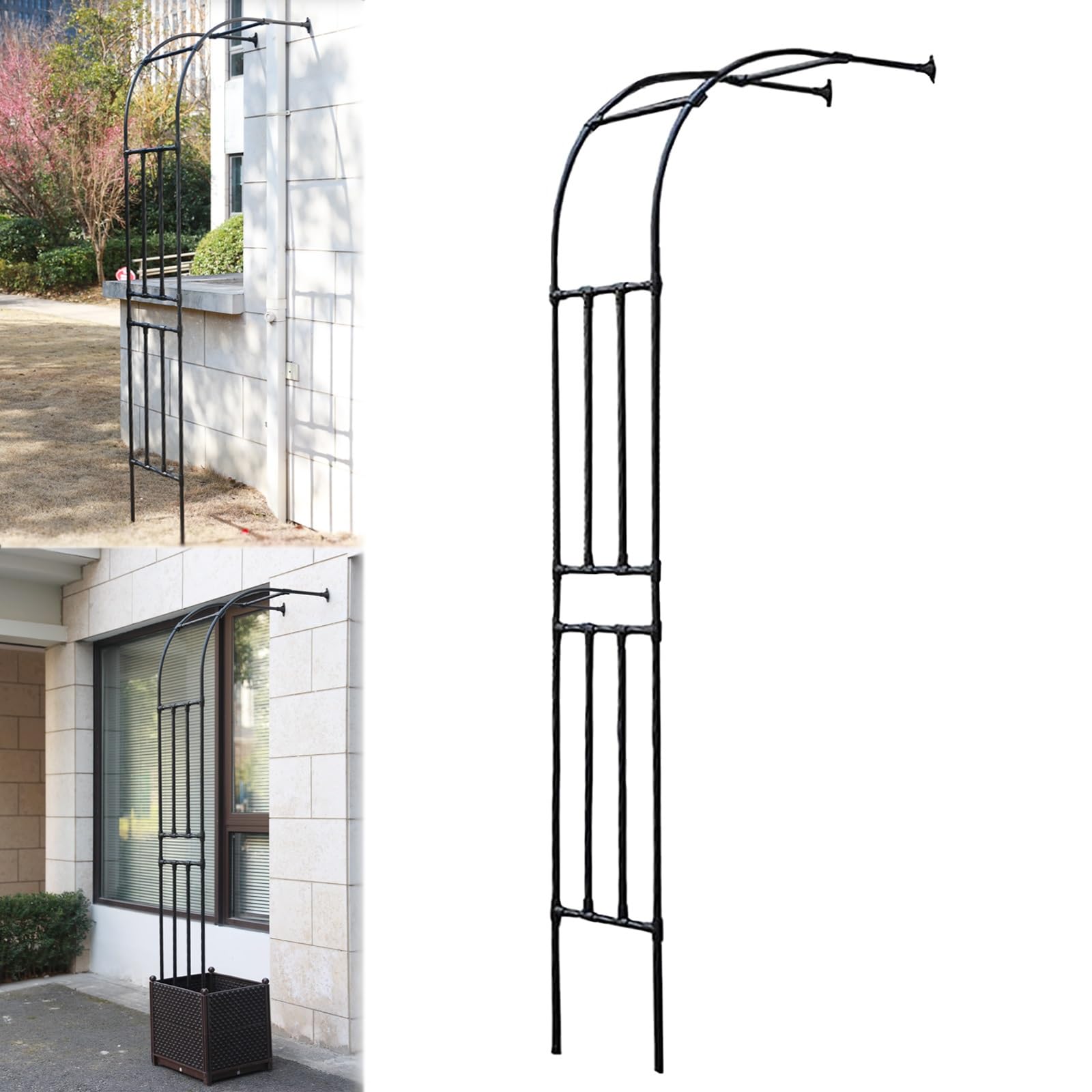Arco de jardín de metal decorativo para lucir plantas trepadoras en el césped