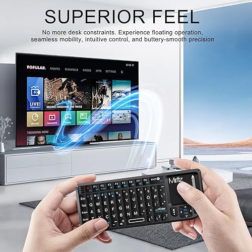 Miniatura 3 de Mini teclado inalámbrico de 2.4 GHz con panel táctil, ligero recargable ultra mini USB delgado con teclado retroiluminado RGB, Plug and Play,