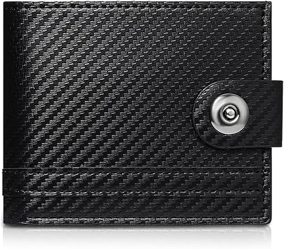 Slim Wallet for Men, PU Leather Bifold Wallets with Zipper Pocket and ID Window, Mens Wallets with 3 Card/2 Cash Slots, Gifts for Men Black-B