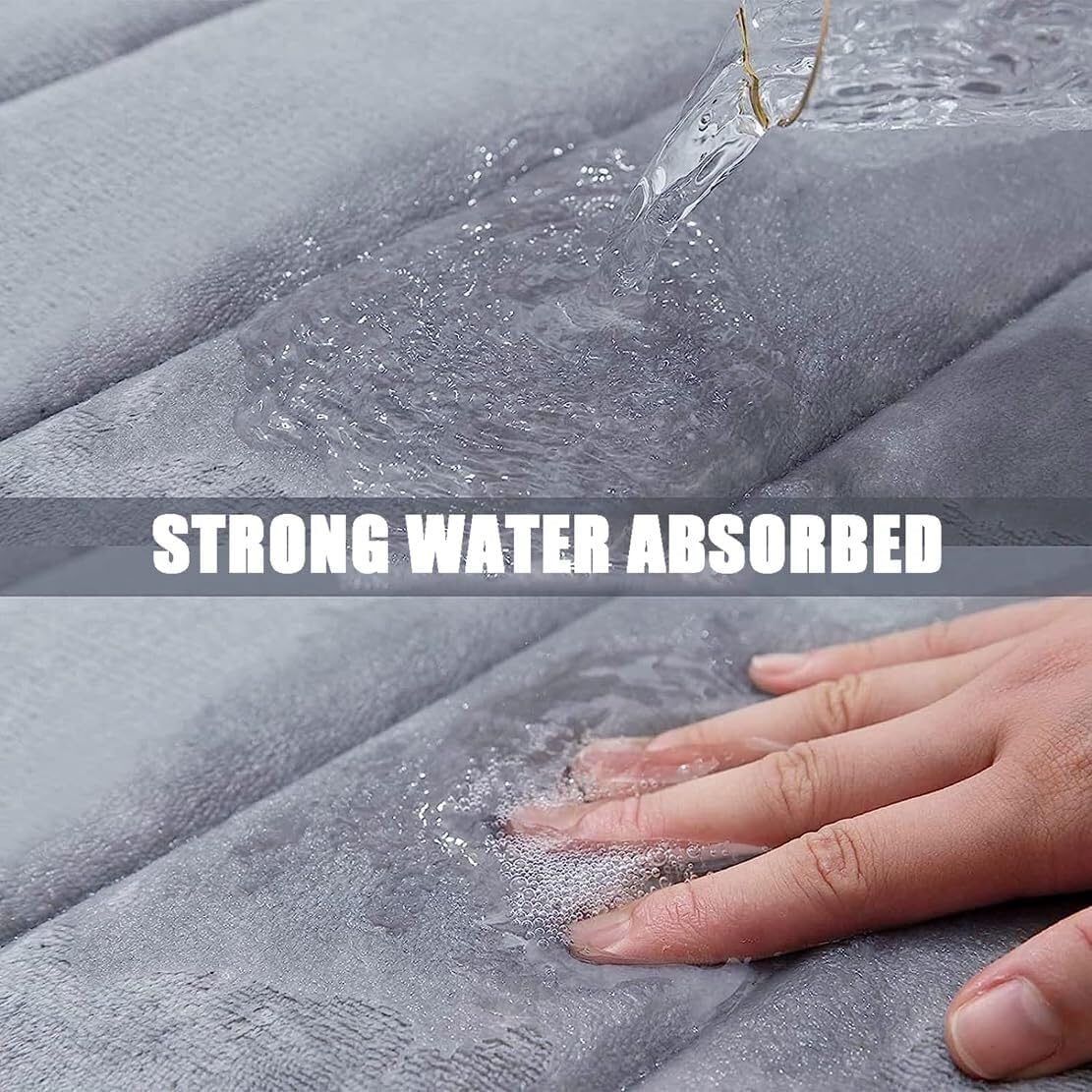 グレーフラワーバスラグ、バスルーム用フローラルマット かわいい植物 ノンスリップフロアマット リビングルーム用洗えるマイクロファイバーカーペット  ホーム速乾エリアラグ 16 ホーム＆キッチン Tyrafry リーフ柄バスマット - 極厚バスルームラグ ノンスリップソフト ... 厚手の低反発バスマットラグ、ノンスリップバスルームラグ、強力な吸水性シャワーラグ、洗濯機洗い可能、超ソフトで快適なドアマット、ランド