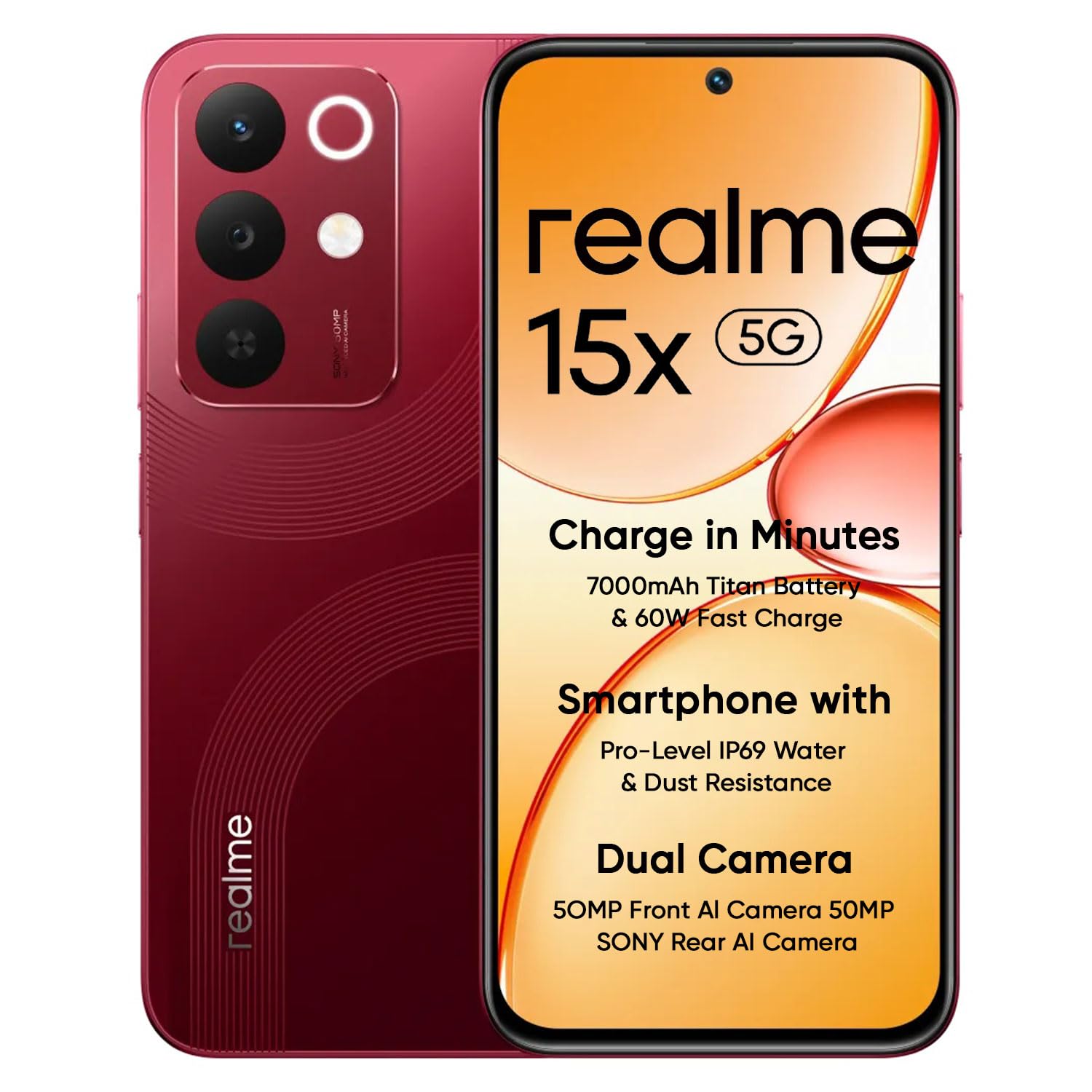 realme 15X 5G Smartphone 8+128GB, 6.8-inch Screen, 144Hz Display,7000mAh Battery, 60W Fast Charging, 50+50MP AI Camera,Dimensity 6300 6nm Octa-core chipset Processor, IP69, Maroon Red-image-18