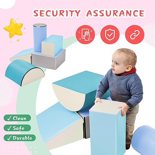 Miniatura 7 de Juego de actividades de escalada y gateo para interiores para niños pequeños, juego de espuma suave que incluye bloques de construcción, surtidos y