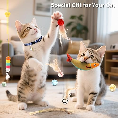 Miniatura 5 de 40 piezas de juguetes para gatos de interior, juguetes interactivos para gatos, incluyendo rascador de gatos, túnel, juguetes de plumas, juguete de