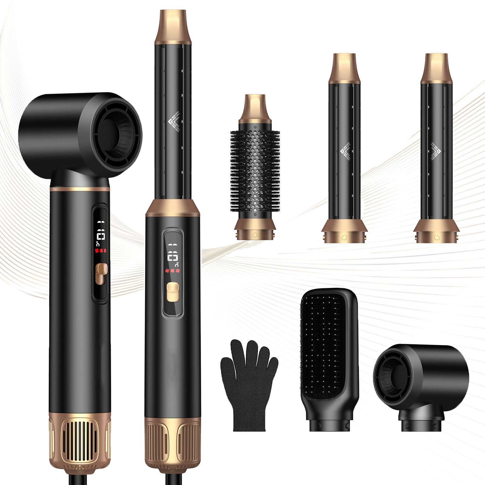 5 in 1 Blow Dryer Brush, Negative Ion Hair Dryer Brush Set Upgrade Hot Air Brush Air Styler Curling Wrap Air Curler, Curling Iron Hair Styling Tools As A Gift for Straight/Curl/Drying/Smoothing