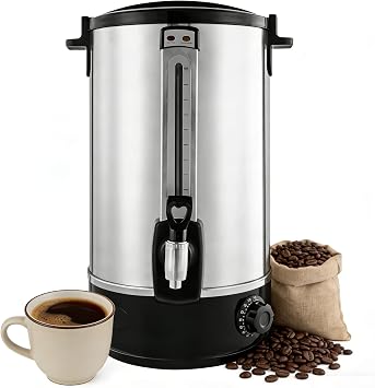 20L/5.3Gal Commercial Coffee Urn, Stainless Steel Electric Hot Water Bucket with Spigot and Temperature Control, Large Capacity Coffee Boiler for Catering Weddings Parties Buffets Events