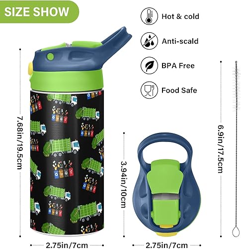 Miniatura 3 de Botella de agua de acero inoxidable para niños, botella de agua aislada al vacío de acero inoxidable de 12 onzas para niños, botellas aisladas al