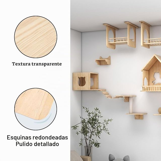 Foto 3 de 7 de RTTZBOZ Muebles para Gatos Montados en la Pared - Rascador, Túnel, Puente, Escalones, Estantes para Interiores