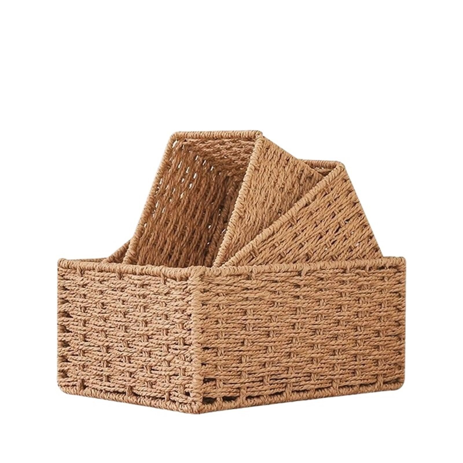 wicker basket storage 3PCS/Set Wicker Baskets For Organising Pack Of Nesting Storage For Shelves For Bathroom Shelf(Color1)