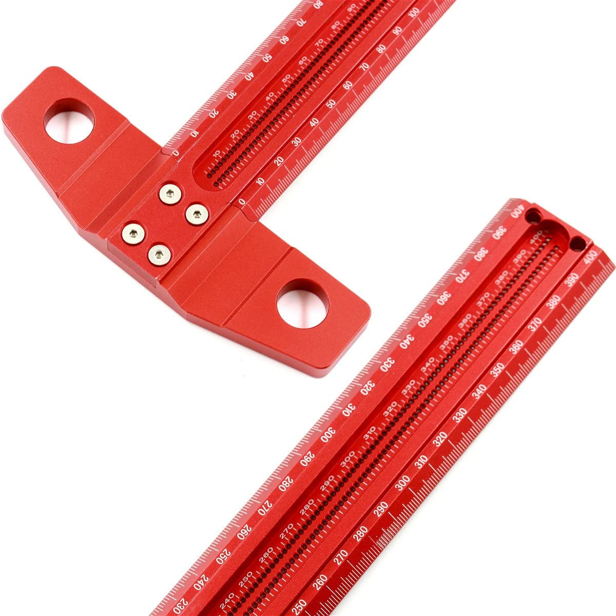 Regla cuadrada de aluminio en ángulo recto de 90 grados en T para carpinteros, herramienta industrial duradera y doméstica, color rojo, 300 mm