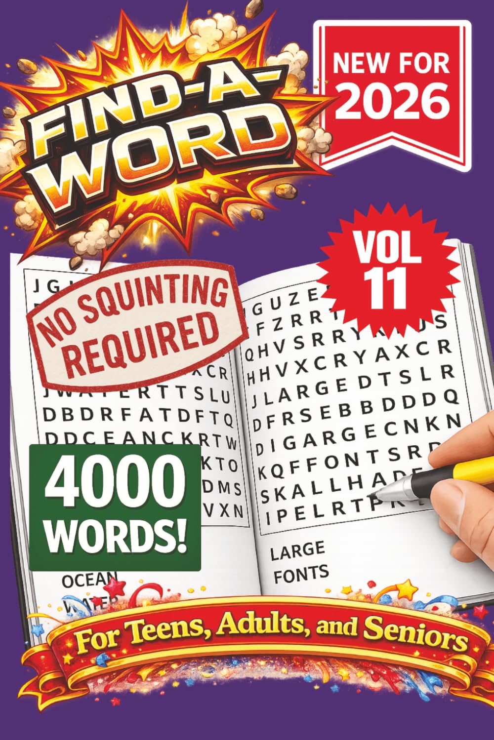 FIND-A-WORD Search Puzzle Book- New for 2026! 4000 Words-NO SQUINTING REQUIRED! VOL 11: . Puzzles to keep you entertained for hours. Great for ... 6x9 Format. (FIND-A-WORD 15 Volume Series)