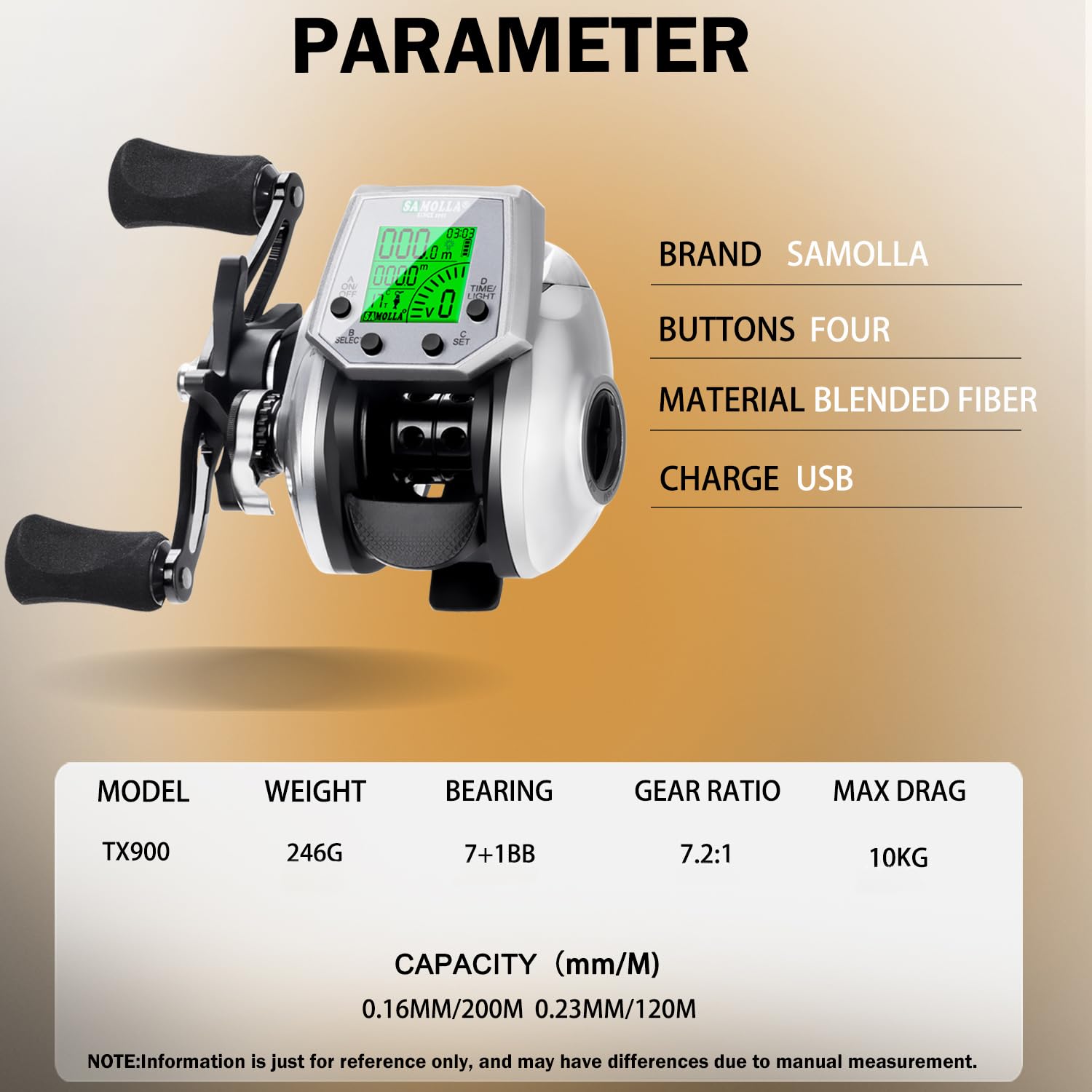 SAMOLLA Baitcasting Fishing Reel 8 oz Ultralight Smart Digital Baitcaster Reels with 22 Lb Max Drag 7.2:1 High-Speed Gear Ratio Left Handed Freshwater Saltwater Compact Design Silver TX900 : Sports & Outdoors