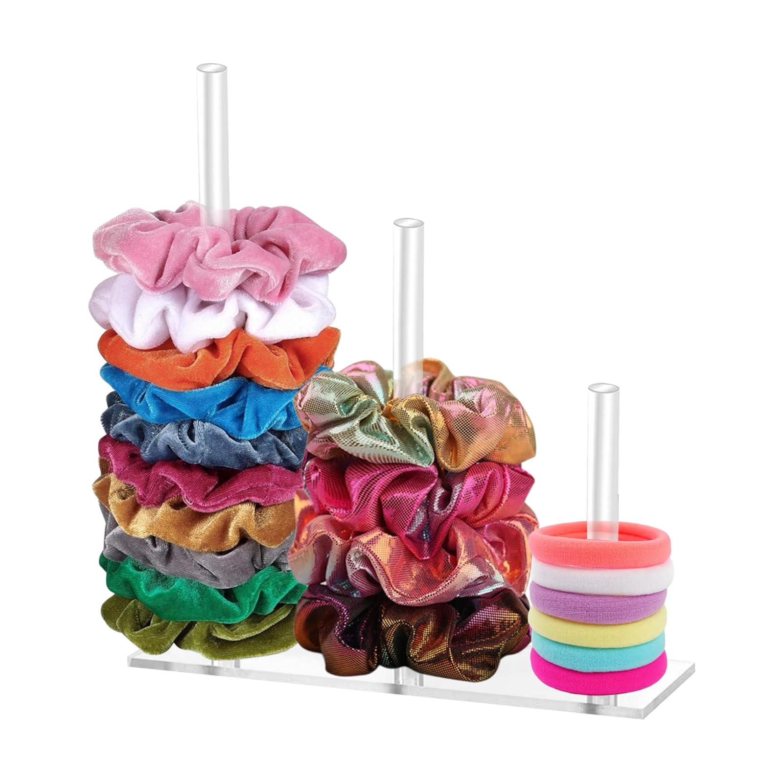 Supporti per Scrunchie in Acrilico Organizzatori di Display Scrunchy Trasparenti Braccialetti Verticali per Gioielli Fermagli Accessori per Capelli per Donne Regali per Ragazze Adolescenti