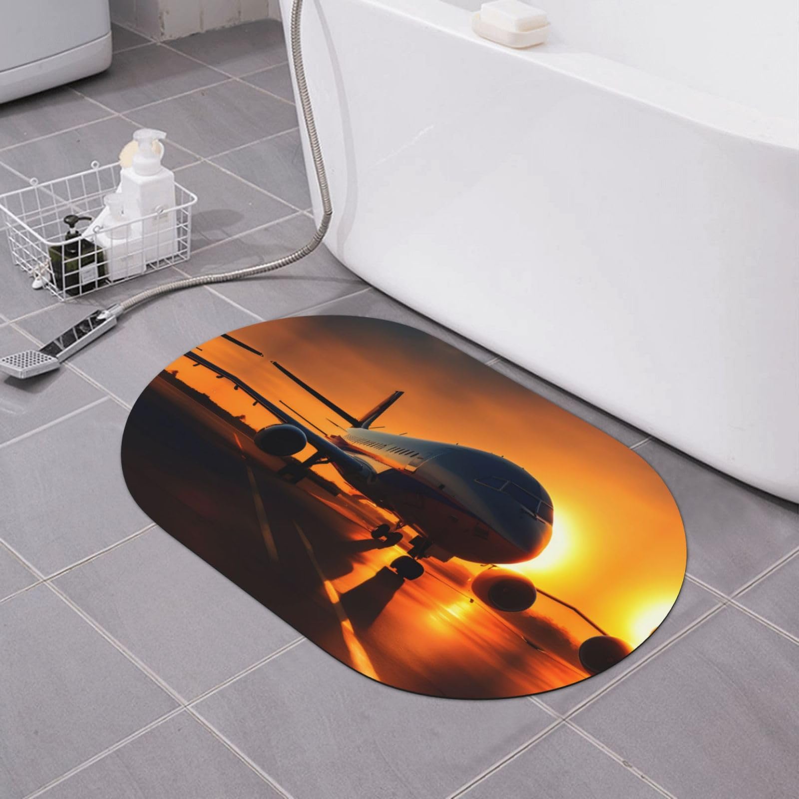 Tapis de bain en terre de diatomée design avion pour une évasion quotidienne