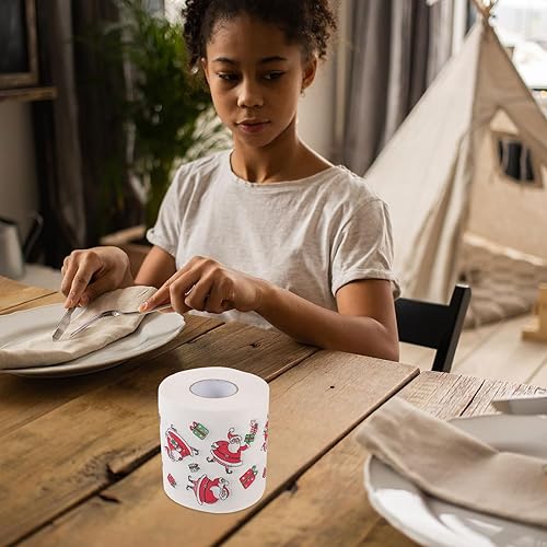 Miniatura 9 de HEALLILY 5 Rolls Merry Christmas Toilet Paper Santa Claus Funny Gag Gift Christmas Tree Toilet Tissue for Stocking Stuffers Party Favors